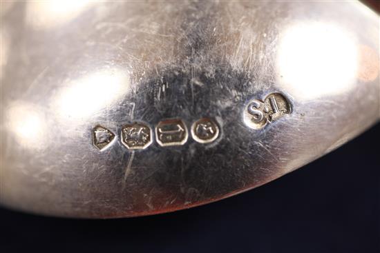 Set of six Victorian silver shaped dessert spoons 8.5 oz.